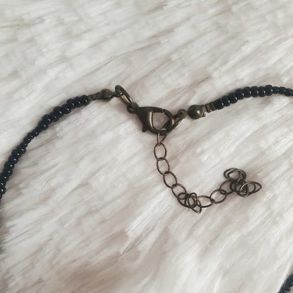 Crystal and Beaded Necklace with Raw Smoky Quartz, Black Onyx, Amethyst Quartz - Picture 5 of 6